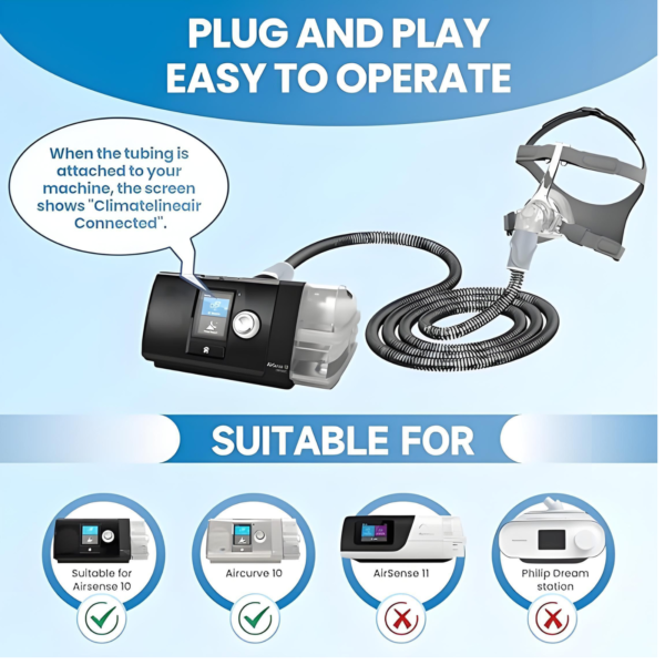 Heated Hose for Resmed Air Sense 10 and AirCurve 10,Replacement Heating Tube Compatible with Climate Line Air - 图片 5